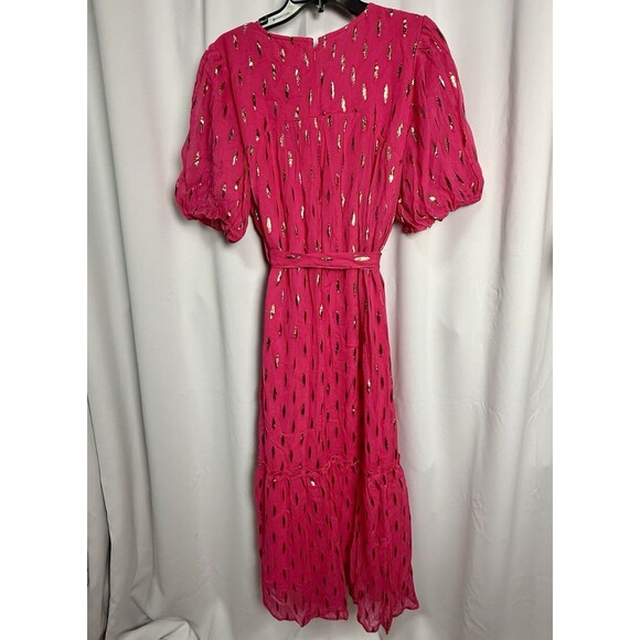 CIEBON Eryn Metallic Fleck Maxi Dress In Bright Pink Sz XL New - Picture 6 of 8